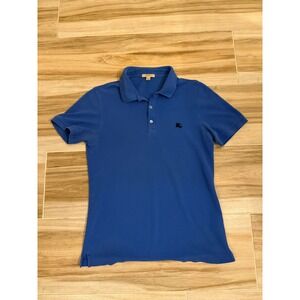 Burberry Brit Mens Blue Cotton Pique Short Sleeve Polo Shirt Size M 3934018